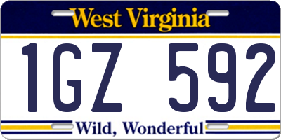 WV license plate 1GZ592