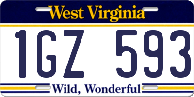 WV license plate 1GZ593