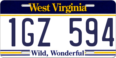 WV license plate 1GZ594