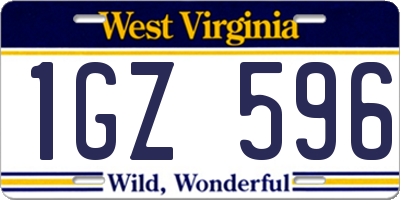 WV license plate 1GZ596
