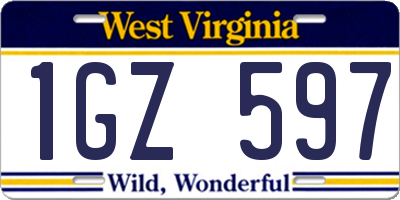 WV license plate 1GZ597