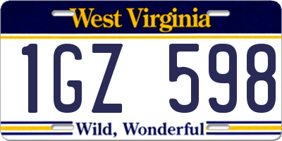 WV license plate 1GZ598