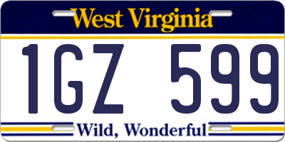 WV license plate 1GZ599