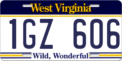 WV license plate 1GZ606