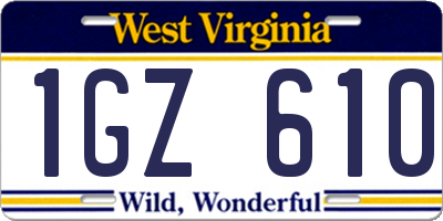WV license plate 1GZ610