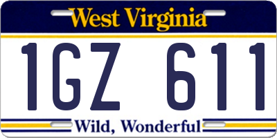 WV license plate 1GZ611