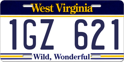 WV license plate 1GZ621