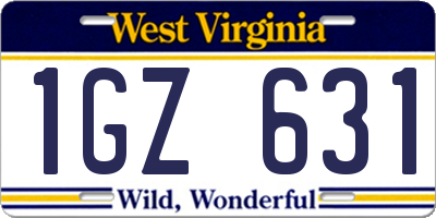 WV license plate 1GZ631