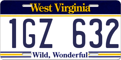 WV license plate 1GZ632