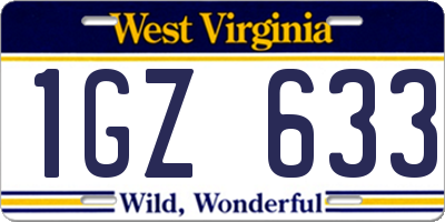 WV license plate 1GZ633
