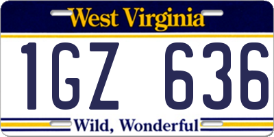 WV license plate 1GZ636