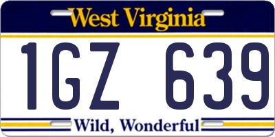 WV license plate 1GZ639