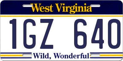WV license plate 1GZ640