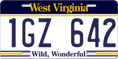 WV license plate 1GZ642