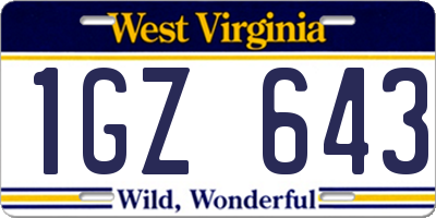 WV license plate 1GZ643
