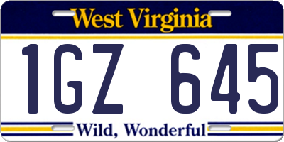 WV license plate 1GZ645