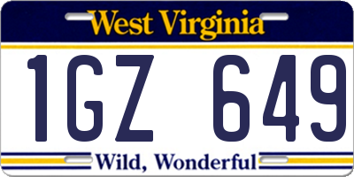 WV license plate 1GZ649