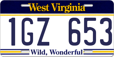 WV license plate 1GZ653
