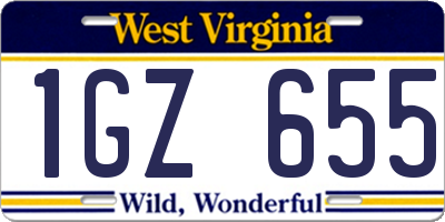 WV license plate 1GZ655