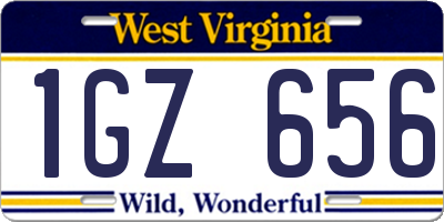 WV license plate 1GZ656