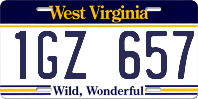 WV license plate 1GZ657