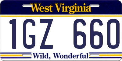 WV license plate 1GZ660
