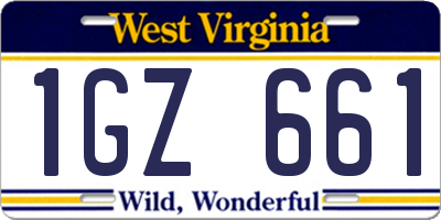 WV license plate 1GZ661