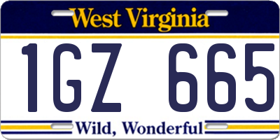 WV license plate 1GZ665
