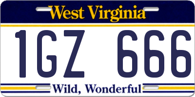 WV license plate 1GZ666
