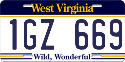 WV license plate 1GZ669