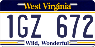 WV license plate 1GZ672