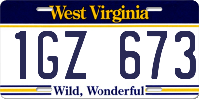 WV license plate 1GZ673