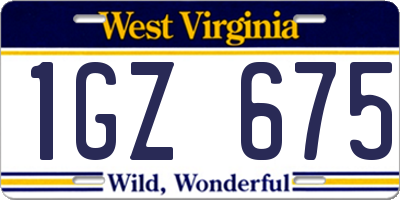 WV license plate 1GZ675