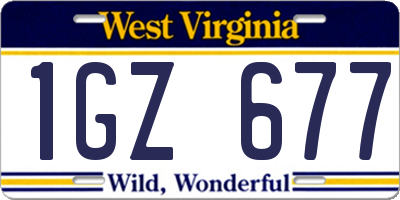 WV license plate 1GZ677