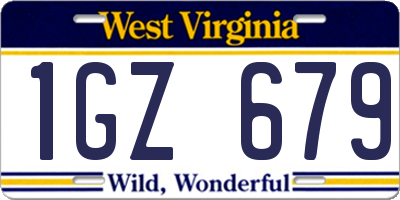 WV license plate 1GZ679