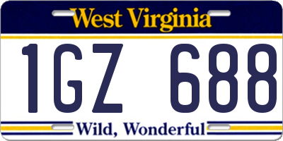 WV license plate 1GZ688