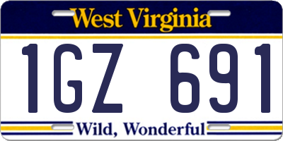 WV license plate 1GZ691
