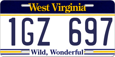 WV license plate 1GZ697