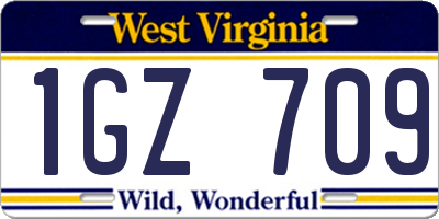 WV license plate 1GZ709