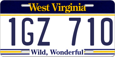WV license plate 1GZ710