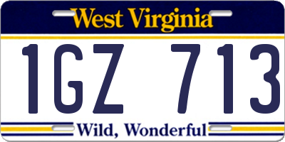 WV license plate 1GZ713