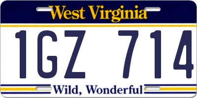 WV license plate 1GZ714
