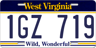 WV license plate 1GZ719