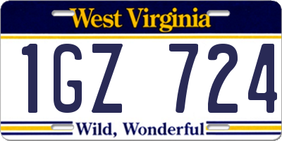 WV license plate 1GZ724