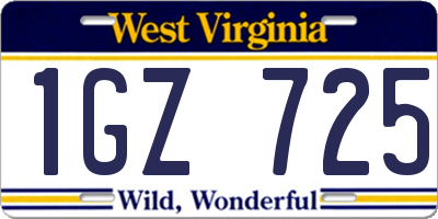 WV license plate 1GZ725