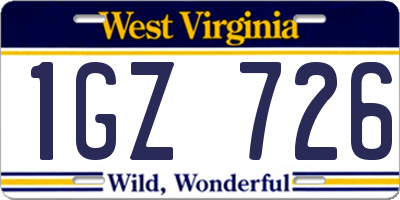 WV license plate 1GZ726