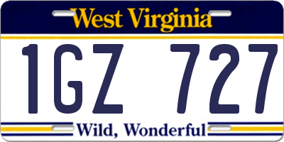 WV license plate 1GZ727