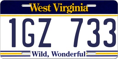 WV license plate 1GZ733