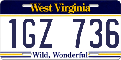 WV license plate 1GZ736