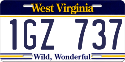 WV license plate 1GZ737